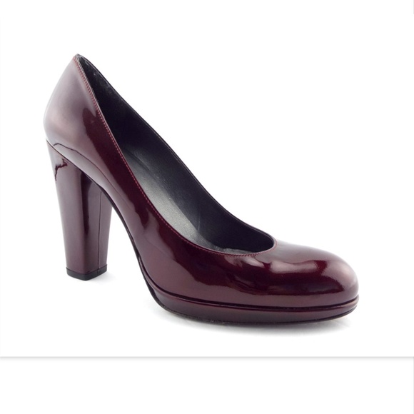 STUART WEITZMAN Burgundy Patent Chucky Heel Pump 8 - Picture 1 of 8